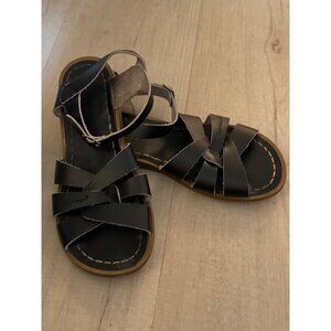 Salt Water Original Leather Sandals Black Size 5 With Adjustable Ankle Strap